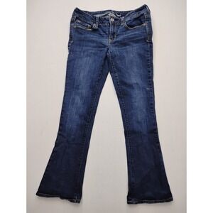 American Eagle Skinny Kick Jeans sequin pocket Womens size 10 Short Dark Wash